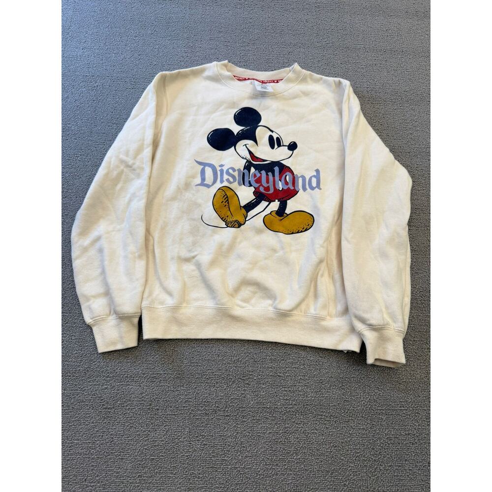 Disney Sweatshirt Women XS White Disneyland Mickey‎ Mouse Pullover Souvenir